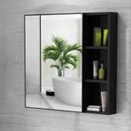 LED Işıklı Banyo Ecza Dolabı - Duvara Monte Tuvalet Saklama Alanı, Çamaşır Odası Giriş ve Yatak Odası için Gömme Ayna ve Raflı - Modern Tasarım