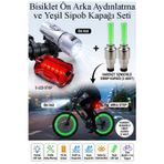 Led Işıklı Bisiklet Ön Far Arka Stop Aydınlatma Işığı Ve Yeşil Sipob Kapağı Haraketli Fotosel Sensörlü