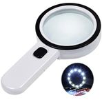 LED Işıklı Büyüteç 30X | Büyük Mercekli Okuma Büyüteci | Yaşlılar, Öğrenciler, Koleksiyonerler, Madeni Paralar, Pul, Kitap, Harita İçin