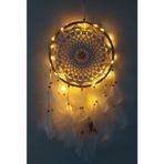 Led Işıklı Düş Kapanı Dreamcatcher Beyaz Kuş Tüyü Rüya Kapanı Duvar Süsü Elişi