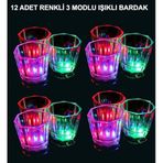 LED Işıklı Eğlence Bardakları - 3 Modlu Renk Değiştiren Bardak 12 Adet (5264)
