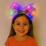 Led Işıklı Love Yazılı Mor Fiyonk Taç – Kız Çuk Parti Tacı
