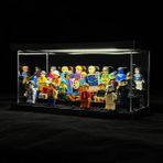 LED Işıklı Minifigür Vitrin - Şeffaf Toz Geçirmez Akrilik Teşhir Kutusu Depolama - Çıkarılabilir ve Serbestçe Monte Edilmiş Tuğla Taban (Şeffaf Akrilik)