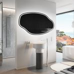 LED Işıklı Modern Düzensiz Ayna, Duvara Monte, Dekoratif Aydınlatmalı Banyo Aynası, Asimetrik Tasarımlı Duvar Aynası