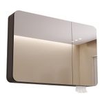 LED Işıklı Modern Gri Banyo Ayna Dolabı 3 Kapı Gömme veya Yüzeye Monte 24x28x5 inç.