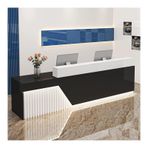 LED Işıklı Modern Resepsiyon Masası, Lobiler, Salonlar ve Perakende Alanları için Şık Ön Tezgah Masası - Fonksiyonel Ödeme Tablosu (A10, L120CM / 47")