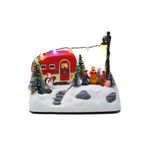 LED Işıklı Müzikli Dönen Noel Kampı Minyatür, Kırmızı Karavan, Pilli(paketten çıkmaz), 18.5x11.5x16.5cm, Çift Fonksiyonlu Dekoratif Yılbaşı Süsü