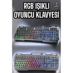 Led Işıklı Oyuncu Klavye Usb Girişli Rgb Işıklı Q Klavye Mouse Hediyeli Mir80780750