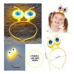Led Isikli & Pilli 3 Farkli Modda Yanan Uzayli Goz Parti Taci Sari Renk 18X12 Cm