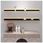 LED Işıklı Siyah Metal Yüzen Duvar Rafları Modern Duvara Monte Ekran Standı Ev Dekorasyonu için Işıklar (4 Paket 120x20 cm)