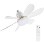 Led Işıklı Tavan Vantilatörü, 3 Renk Işık Modu ve 3 Kademe Hız Ayarı, Ayarlanabilir Parlaklık, Uzaktan Kumandalı, Zamanlayıcılı Kapanma, 52 Cm Genişlik, Ev Ofis Bahçe Balkon İçin Tavan Vantilatörü
