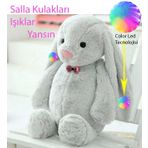 LED IŞIKLI, Uyku Arkadaşı Uzun Kulak Bunny Peluş Tavşan 65cm Gri