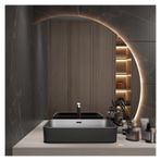 LED Işıklı Yarım Daire Banyo Aynası - Ayarlanabilir 3000K/4000K/6000K Akıllı Dokunmatik Kontrollü Makyaj Aynası 90CM/35.4IN - Modern Şık Ev Dekoru Makyaj ve Bakım için Mükemmel
