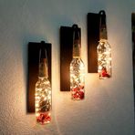 Led Işıklı,Şişe Model Duvar Aplik, Üçlü Set (Siyah)