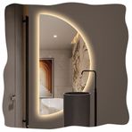 LED Kısılabilir Duvara Monte Yarım Daire Banyo Aynası 50x80cm, Buğu Önleyici, Üç Renkli Aydınlatma, Şık ve Modern Tasarım (Boyut: 50cm/20 inç)