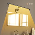 LED Lamba Banyo Ayna Duvar Lambası Dokunmatik Kontrol ve USB Soket Duvar Lambası Üç Renkli Kısılabilir 240° Dönen Oturma Odası Yatak Odası Tuvalet Masası için Duvar Aydınlatması (D Siyah, 40 cm)