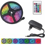 LED Level Rgb 5metre Şerit LED Kumandalı Trafolu Rgb Şerit Işık Aydınlatma Parti LED - 5 m