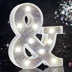 LED Marquee Mektup Işıkları, Işıklı Gümüş Parıltılı Harfler İşaret Pille Çalışan Gece Lambası Doğum Günü Partisi Düğün Ev Dekorasyonu Bebek Duşu-&