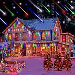 LED Meteor Yağmuru Güneş Işığı Bahçe, Su Geçirmez 30 cm 10 Tüp, 360 LED Düşen Yağmur Damlası Basamaklı Buz Sarkıtı, Tatil Partisi Düğün Noel Ağacı Dekorasyonu için Dekoratif Şerit Işıklar (Çok Renkli)