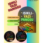 LED Mum Yaz-Sil Işıklı 3 Kalemli Neon Yazı Tahtası Yazılıp Silinebilir Not Tahtası Akrilik - 41 Delft Blue