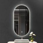 LED Oval Banyo Aynası Dokunmatik Anahtarlı Buğu Önleyici Fonksiyonu Işıklı Makyaj Aynası Kuaför Salonu Beyaz Işık Modern Tasarım Her Banyo Dekoru için Mükemmel