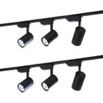 LED Pasajı Siyah Kasa 6 Adet 360 Derece Dönen LED Ray Spot Lamba ve 2 Adet 1 Metre Raylı Armatür - 4000K - Ilık Beyaz