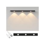 Led Sensörlü Şarjlı Dekoratif Lambası Mutfak-gece Mıknatıslı 3 Farklı Işık Renk 40cm Siyah Şerit Led Çok Renkli