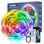 LED şerit, 8 m, uzaktan kumanda ve uygulama ve müzik senkronizasyonlu, Bluetooth RGB peri ışıkları, kısılabilir renk değişimi, LED peri ışıkları, oda partisi için LED aydınlatma