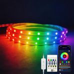 LED şerit RGBIC 1 m, LED şerit, 1 m, kendinden yapışkanlı, 5 V USB RGBIC LED bant, esnek LED ışık zinciri, uygulama / uzaktan kumanda ile kontrol, esnek, müzik senkronizasyonu, yatak odası, oturma