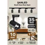 Led Siyah Kasa Beyaz Işık 35W Raylı Spot / 10 Adet 3 Metre Ray
