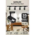 Led Siyah Kasa Beyaz Işık 35W Raylı Spot / 2 Adet 1 Metre Ray