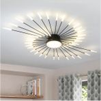 LED Tavan Aydınlatması,modern Minimalist Altın Çiçek Şeklinde Tavan Lambası - Siyah
