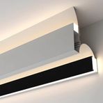 LED Tavan Çerçevesi - Çift Aydınlatma Kanallı Vual Çerçeve Dekoratif Çerçeve - Dolaylı Aydınlatmalı Taç Çerçevesi (Siyah, 7 m/22,9 Ayak)