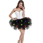LED Tütü Etek Kadın Tütü Etek Işık Zincirli Yetişkin Prenses Karnaval Kostüm Aksesuar Faşing Karnaval Sloganı Tütü Parti Bale Dans Fancy Kostüm Cosplay Kostüm, Siyah, 35