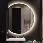 LED Yarı Dairesel Banyo Aynası 3 Renkli Işıklı Buğu Önleyici Makyaj Aynası HD Patlamaya Dayanıklı 50cm Boyutlu Çok Yönlü Asma Seçenekleri Modern Banyolar için Mükemmel.