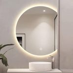 LED yarı dairesel banyo aynası anti-sis makyaj aynası 3 renk ışıkları HD patlamaya dayanıklı 70cm boyutu 3 asılı seçenekleri Modern duvar dekor