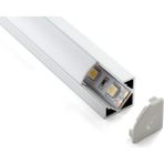 Ledarmy Köşe LED Profil Kanal Alüminyum 1mt. sıva üstü Eloksallı 18x18mm Opak Şeffaf Pleksi Kapaklı Yan Kapak Tutucu Şerit Aydınlatma 8987 - 1 m - Gümüş
