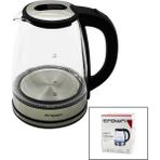 Ledli Çelik Kettle 1.8l, 1500W, Krom Kapak, 360° Dönen Gövde, Plastik Kulp - Cappuccino
