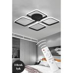 LEDMİ 4 Parça Model Kumandalı Led Tavan Avizesi, 3 Renk Aydınlatmalı, Plafonyer,modern,spor, Salon Avizesi