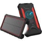 L'edoren 20000 Mah Solar Panelli Qi Wireless Powerbank + El Feneri - Siyah - Turuncu