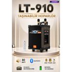 L'eDoren Lt-910 80 Watt Şarjlı Çift Mikrofonlu Taşınabilir Karaoke Sistemi & Amfi Hoparlör
