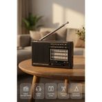L'eDoren Siyah NS-8153 Taşınabilir Pilli Cep Radyosu Deprem Çantası Radyosu Am Fm SW-1-6 8 Bandlı Mini Radyo