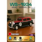 L'eDoren WS-1934 Pontiac Sedan Diecast Araba Bluetooth Hoparlör Işıklı, FM Radyo ve USB Destekli Müzik Kutusu