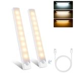 Ledronix Mutfak altı lambası, LED dolap aydınlatması, hareket sensörlü, kısılabilir, USB ile şarj edilebilir, dolap lambası, ışık çubuğu, elbise dolabı, merdiven, dolap için kademesiz gece lambası