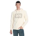 Lee Big Logo Baskılı Kapüşonlu Erkek Sweatshirt Ekru S