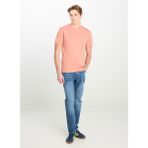 Lee Bisiklet Yaka Somon Erkek T-Shirt ML60UFQUK Regular Fit Patch Logo - XS