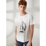 Lee Cooper 232 LCM 242015 GAWAIN Bisiklet Yaka Beyaz Erkek T-shirt