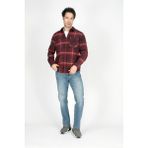 Lee Cooper Alvert Erkek Dokuma Uzun Kol Gömlek Bordo-Lacivert - 2XL - Kırmızı