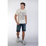 Lee Cooper Capela Erkek %100 Pamuk O Yaka T-shirt Ekru
