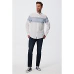 Lee Cooper Carlo Beyaz-Mavi Dokuma Erkek Gömlek